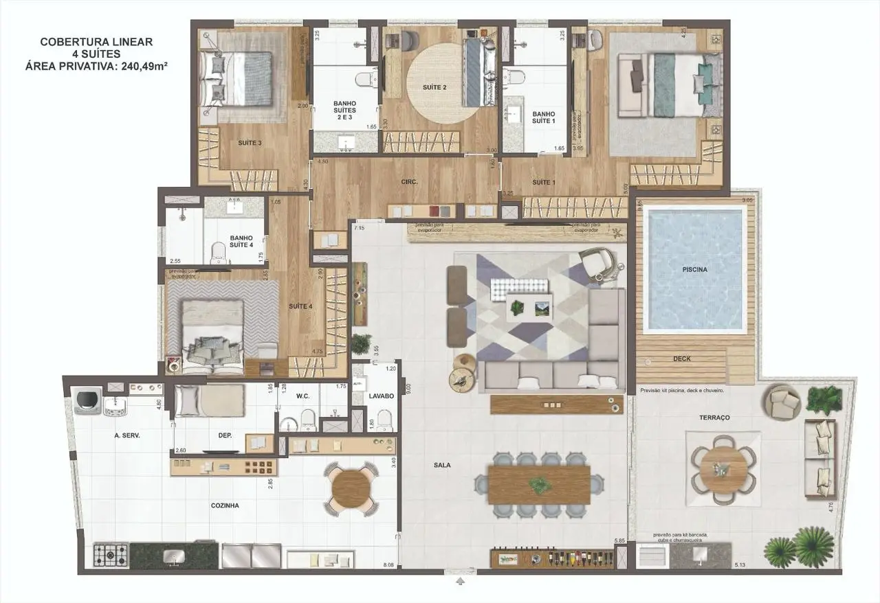 La Isla Planta Cobertura Duplex 4 quartos